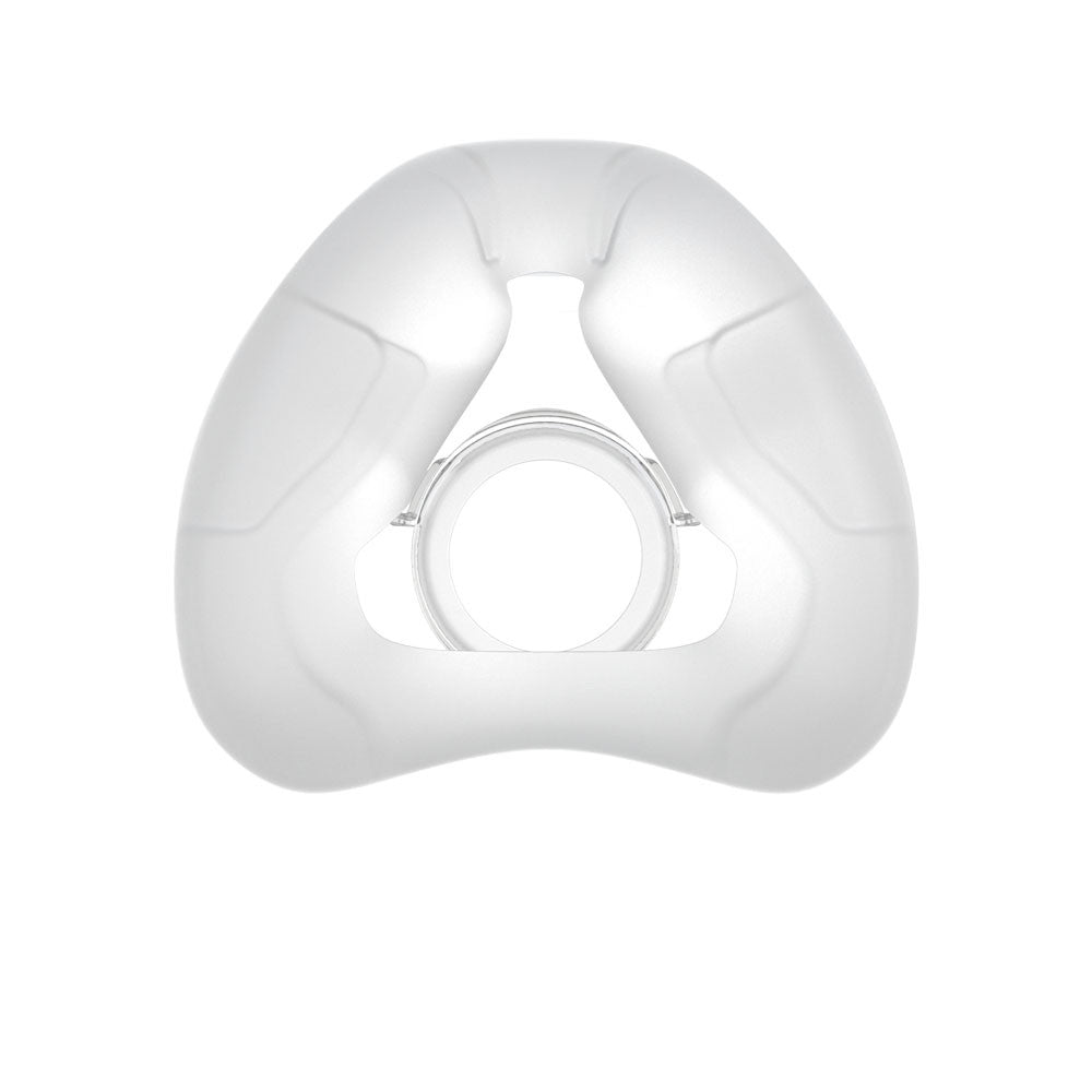 Front view of the ResMed AirFit N20 silicone nasal cushion on its own, on a white background