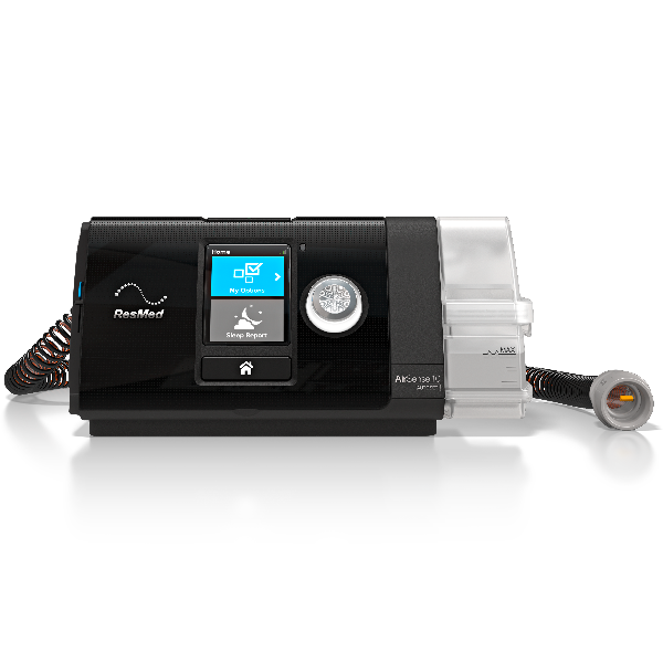 ClimateLineAir heated tube connected to the air outlet of an AirSense 10 machine with HumidAir