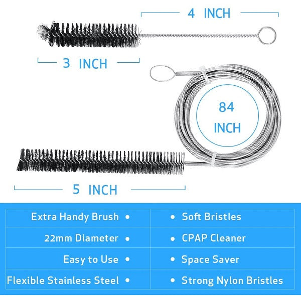 Premium 2 in 1 CPAP Tube Brushes Kit 2 pcs: 7ft and 7 inch