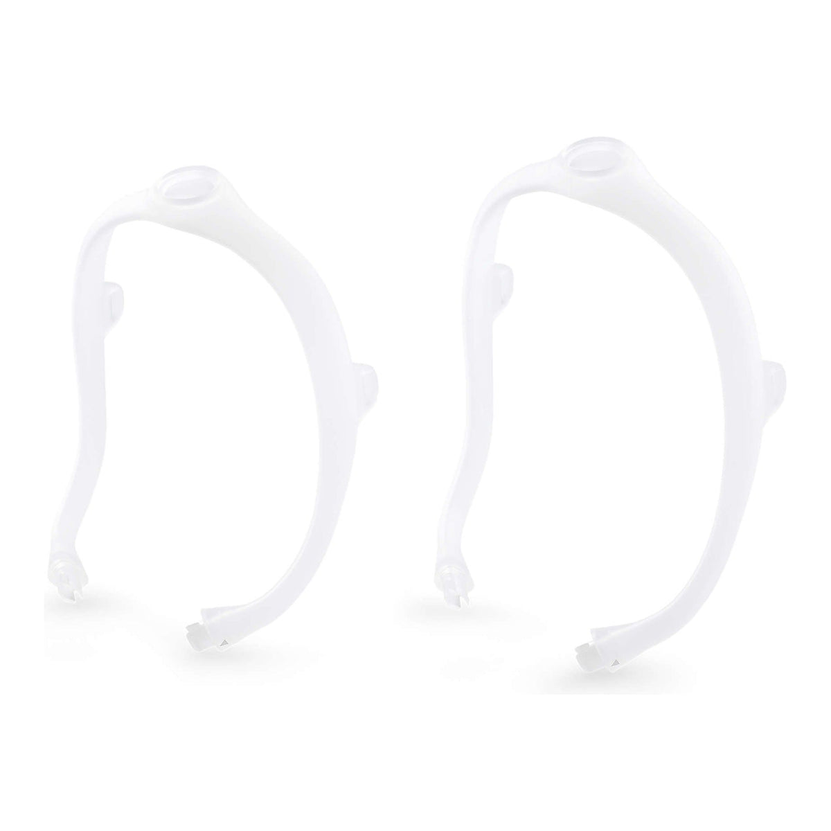 Two Philips DreamWear silicone frames standing front on, without a cushion, headgear or elbow attached