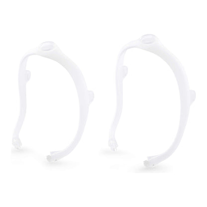 Two Philips DreamWear silicone frames standing front on, without a cushion, headgear or elbow attached