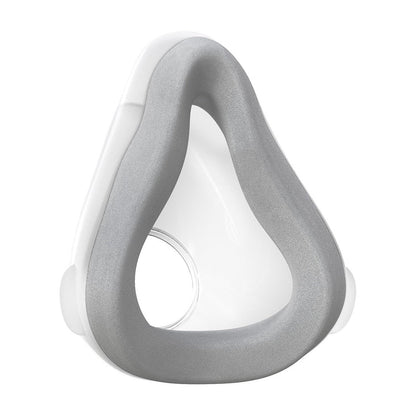 Three-quarter view of the AirTouch F20 foam cushion showing the soft grey rim that rests on your face
