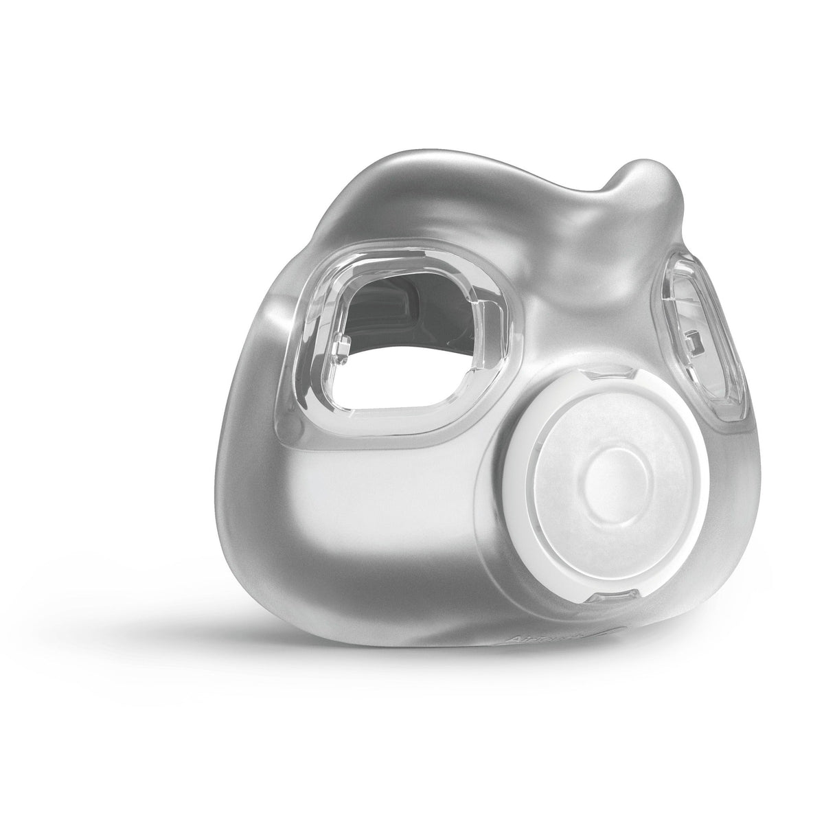 Three-quarter view of the AirTouch F30i Large cushion from the left, showing the frame connector opening