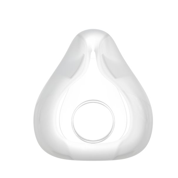 Rear view of the AirFit F20 Medium cushion, the side that faces the frame, on white