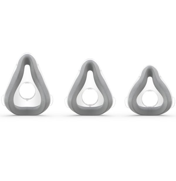 Small, Medium and Large AirTouch F20 foam cushions lined up side by side on a white background