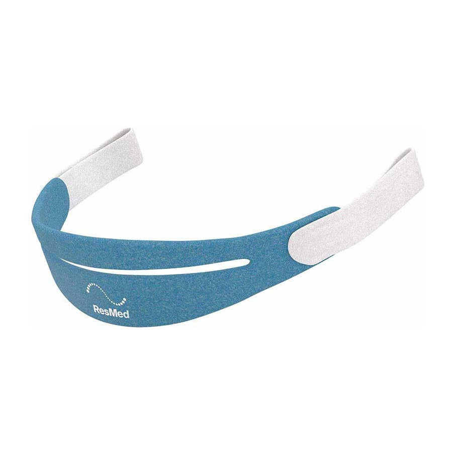 Angled view of the 30i headgear band, showing the slot through the middle and the white fastening tabs