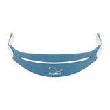Front view of the ResMed 30i headgear, a blue fabric band with white hook-and-loop tabs at each end
