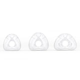 Small, Medium and Large AirFit N20 cushions in a row from the front, on a white background