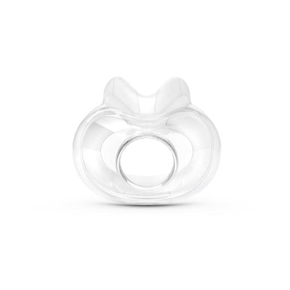 Close view of the AirFit F30 silicone cushion on its own, showing the opening that sits under the nose