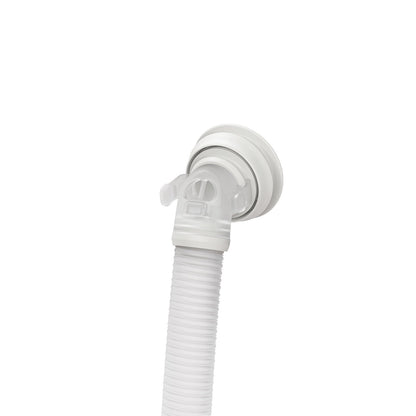 Close-up of the AirFit F40 quick-release elbow with the QuietAir vent ring and short flexible tube