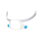 View of the AirFit F40 fabric-padded frame on its own, with the blue magnetic clip points at each end
