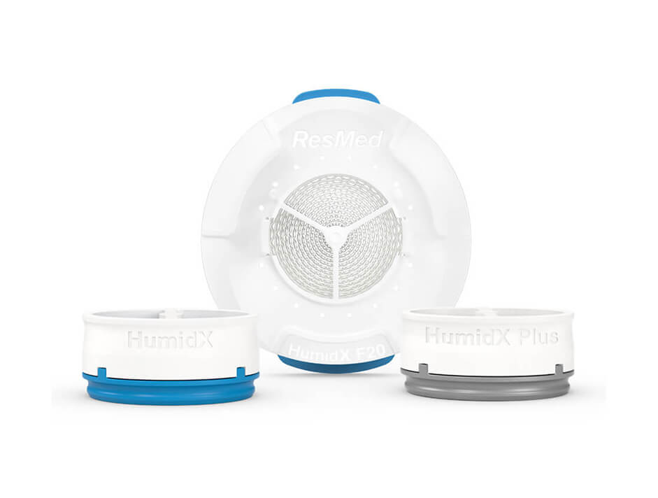 The blue HumidX and grey HumidX Plus waterless humidifiers that come in the P10 for AirMini pack