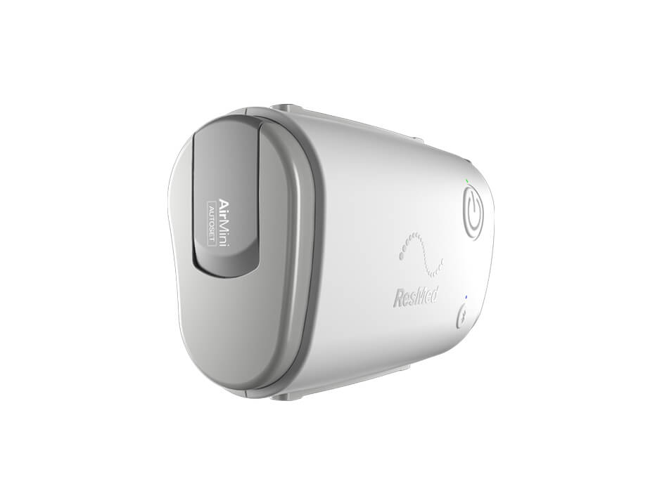 Angled view of the AirMini AutoSet from the other side, showing the grey panel on its end