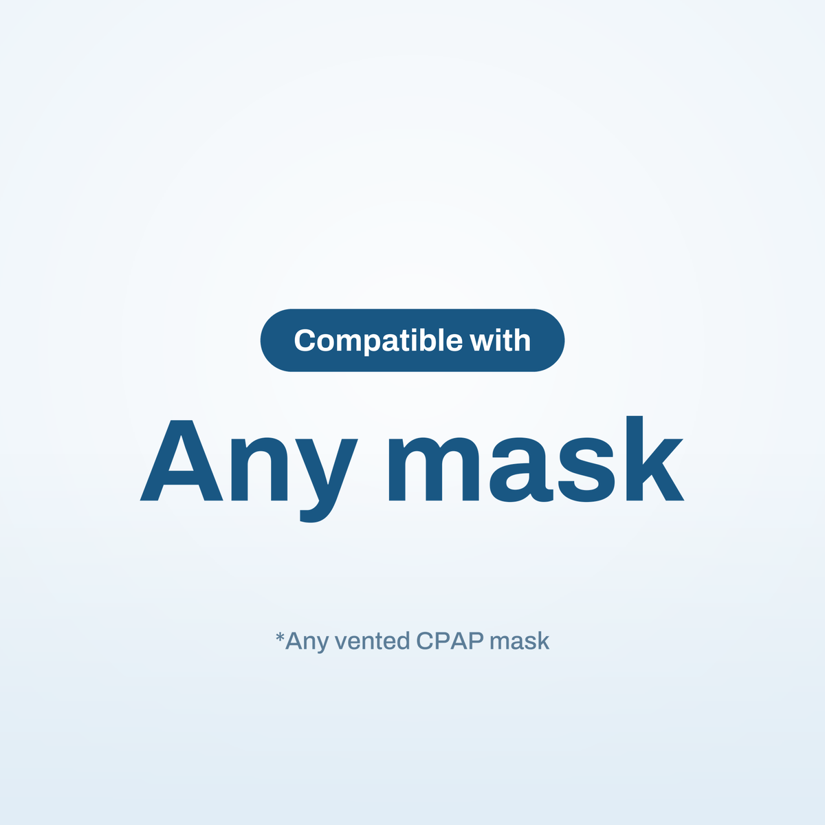 Compatibility infographic: the AirSense 10 AutoSet works with any vented CPAP mask