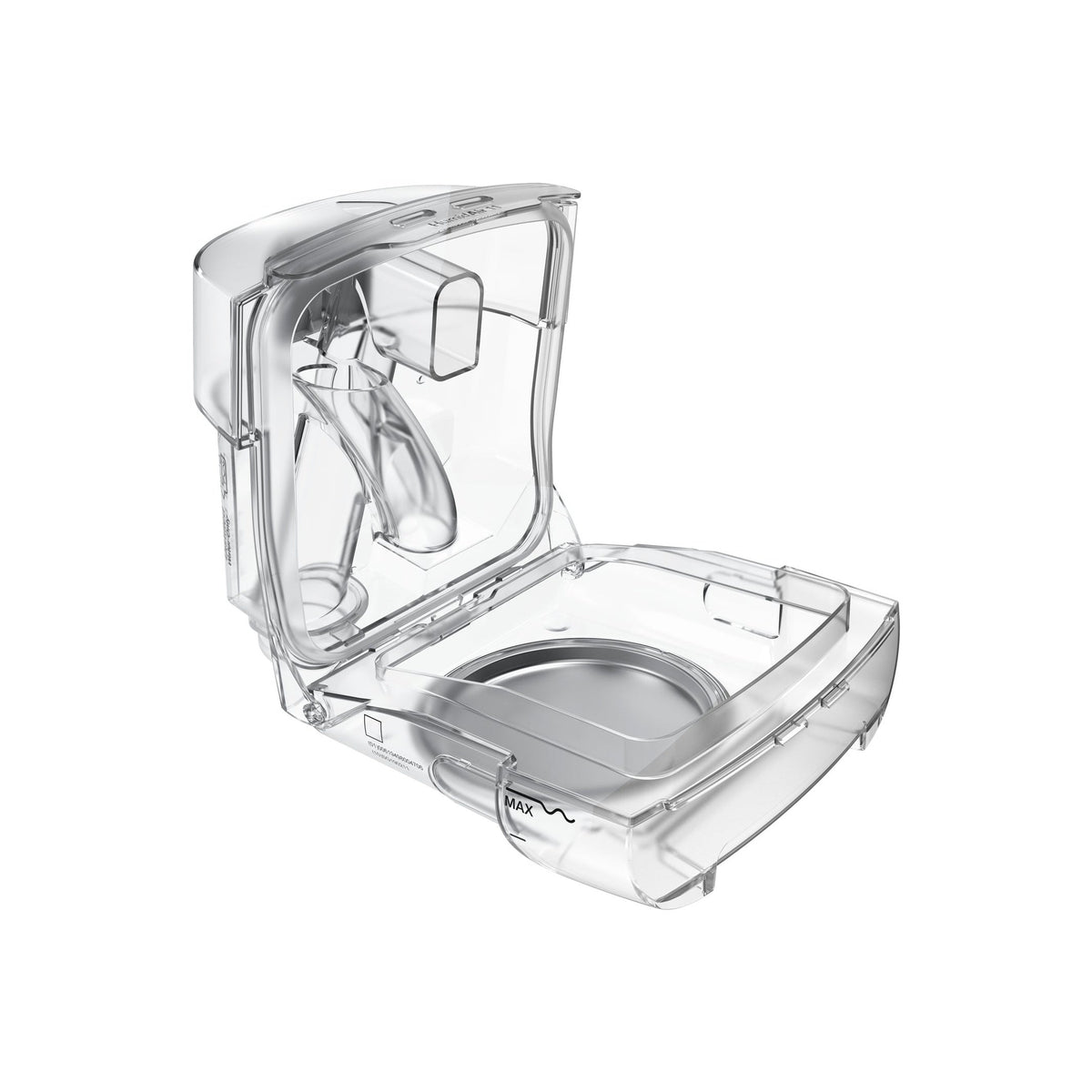 The HumidAir 11 standard tub opened wide, its lid tilted back to show the empty chamber inside
