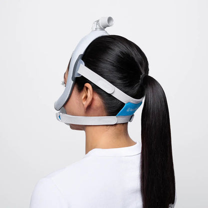 Rear view of a woman in the AirTouch F30i, its frame running up over her head to the elbow