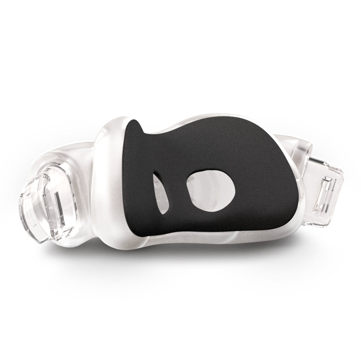 Close-up of the AirTouch N30i ComfiSoft cushion, showing the grey fabric surface that meets your nose
