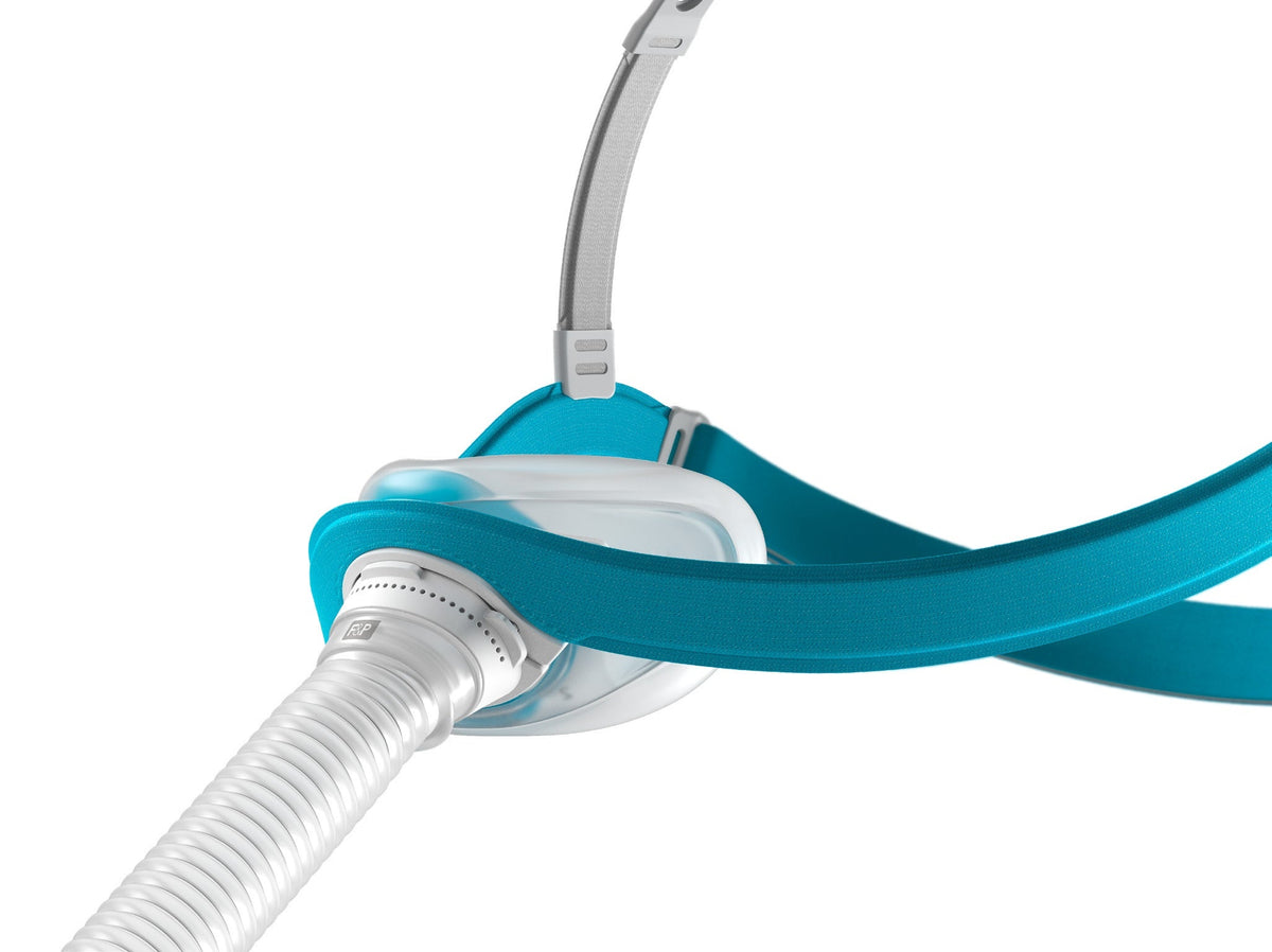 Close-up of the Evora Nasal seal and stability wings where the short tube joins the frame