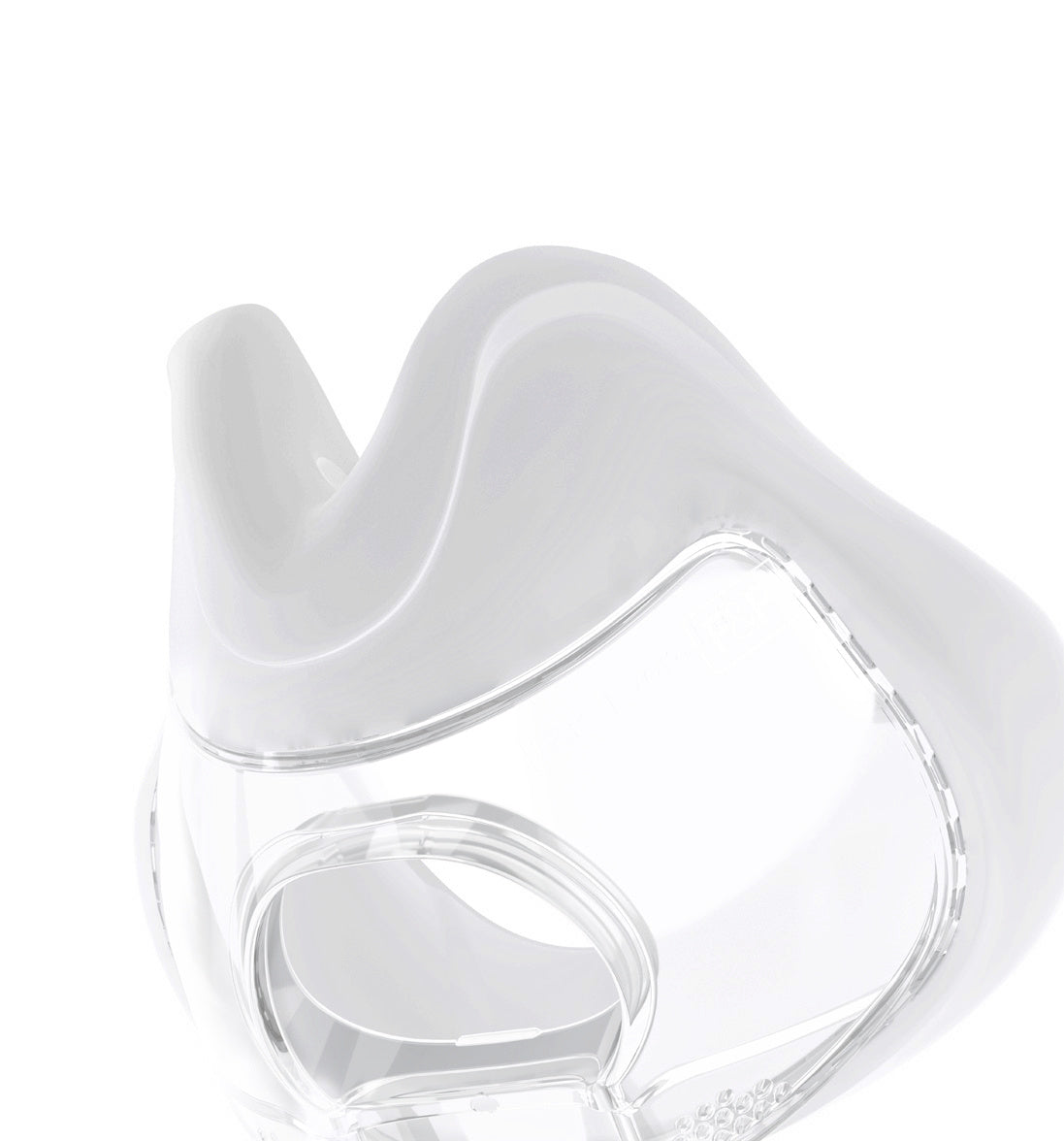 The Evora Full silicone seal on its own, seen from the side, showing the opening that sits under the nose