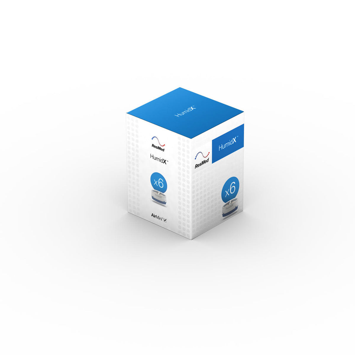ResMed HumidX pack of 6 carton with its blue panel, for six months of waterless humidification