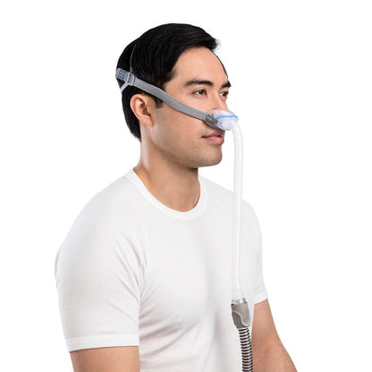 Side profile of a man in the AirFit N30, showing where the upper band meets his crown