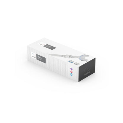 Angled view of the N30 for AirMini mask pack box, showing the mask and the three cushion size markers