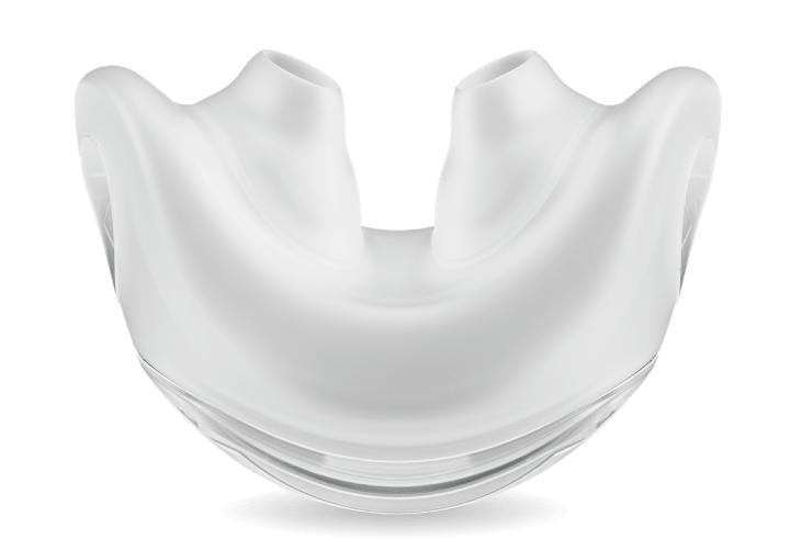 Close-up of the Solo Pillows cushion on white, showing its two soft silicone pillows from above