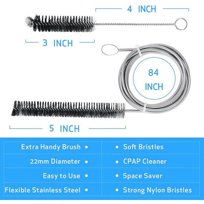 Premium 2 in 1 CPAP Tube Brushes Kit 2 pcs: 7ft and 7 inch
